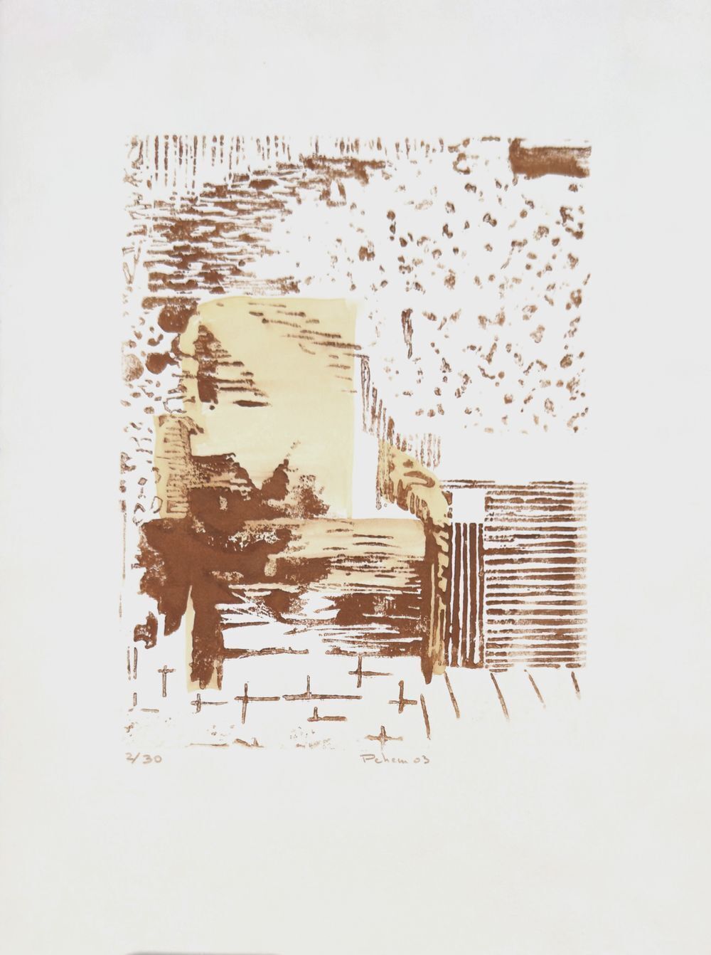 Monique Pehem (Breton Prouté) Signed Linocut Fauteuil En Rotin 2003