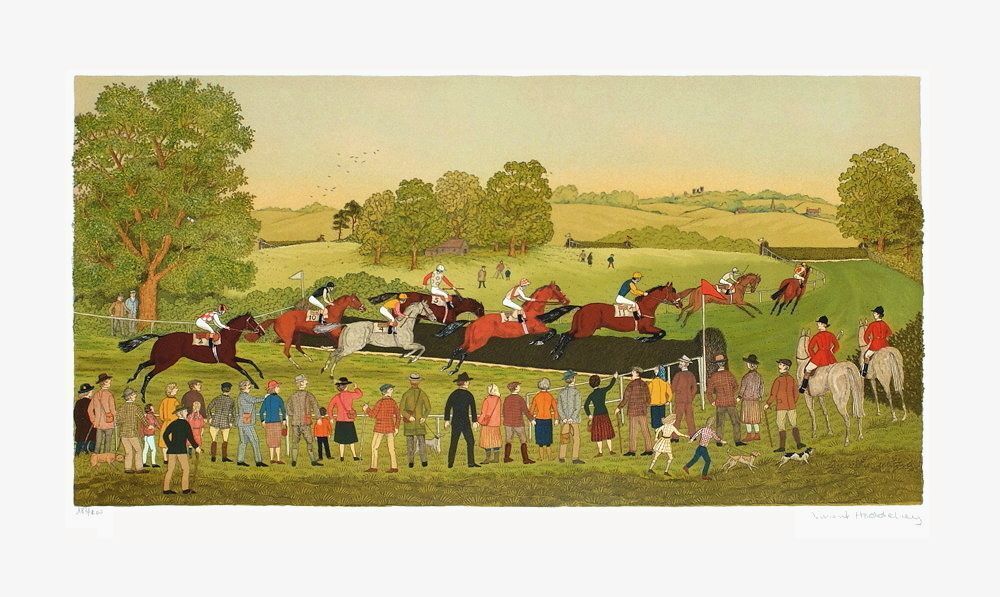 Vincent Haddelsey Signed Lithograph Course D'obstacles à Lincoln 1985