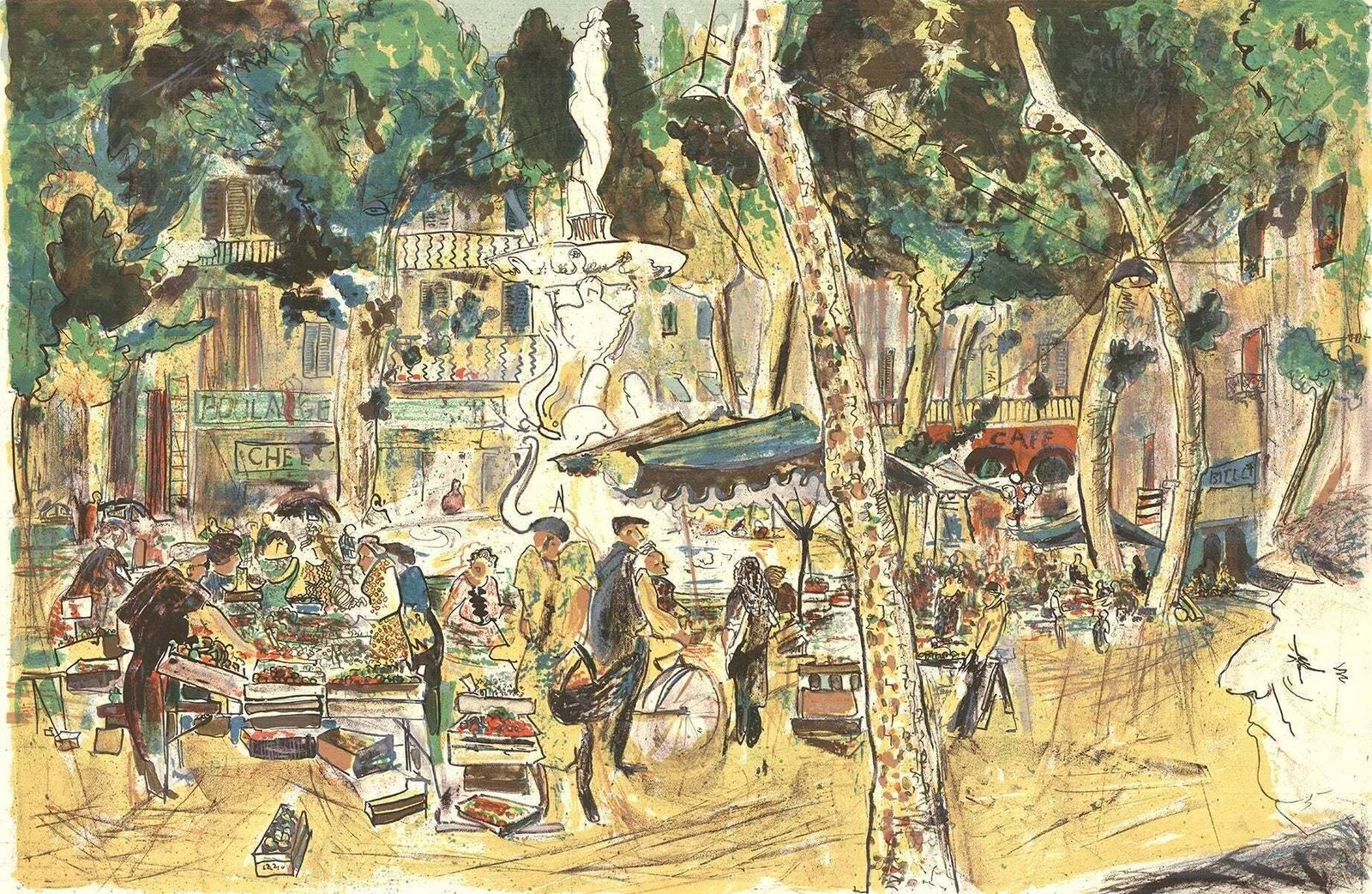 Marché Provençal, gesigneerde gelimiteerde editie lithografie, 1975 photo for sale