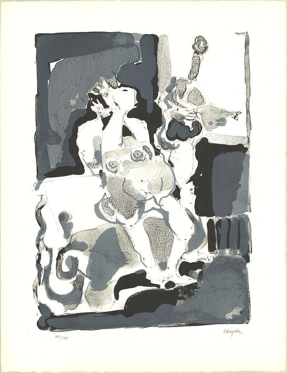 Lithographie originale Paul Rebeyrolle Nu Assis, signée, 1960