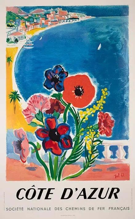 Affiche de voyage vintage Côte d'Azur, par Tal