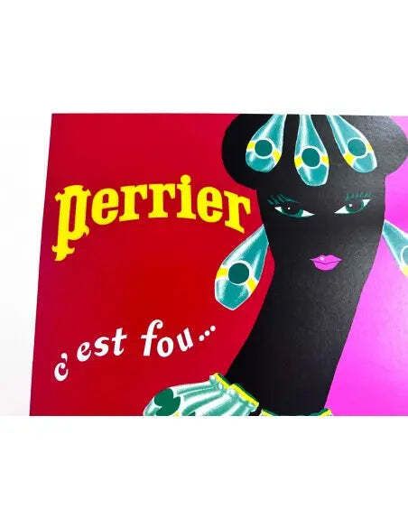 Perrier Femme Noir 1977 Original Vintage Poster By Bernard Villemot photo for sale