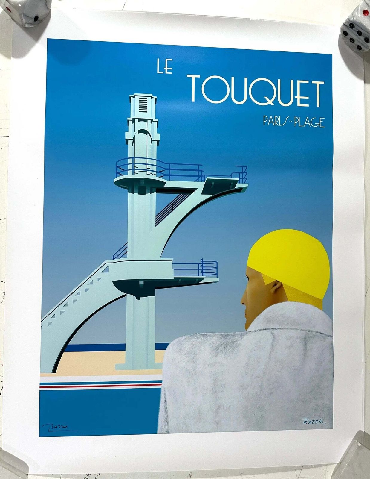 Affiche Le Touquet Paris Plage signée à la main par Razzia photo vinterior