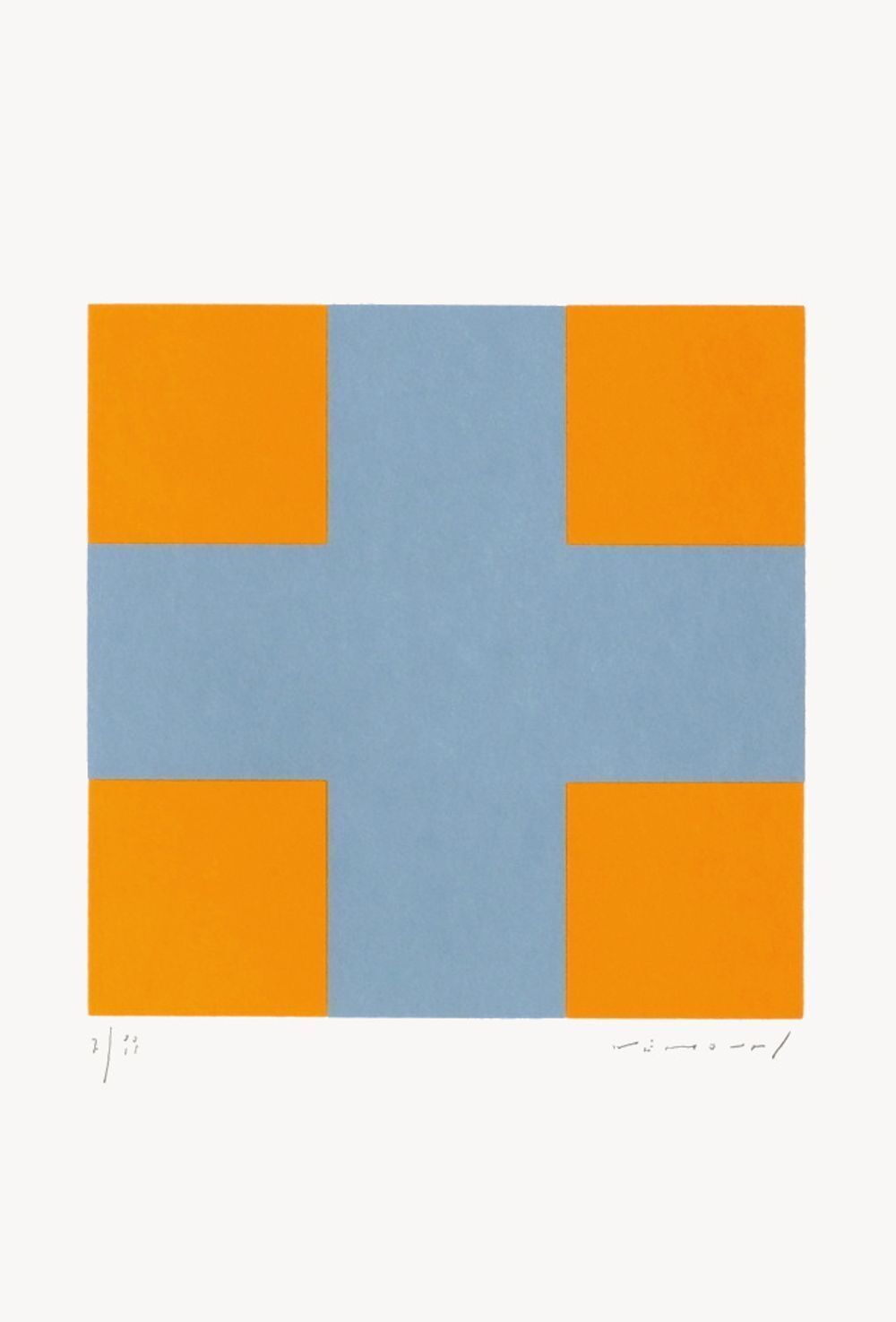 Aurélie Nemours Sérigraphie signée Une Croix Pour Quatre Carrés 1991