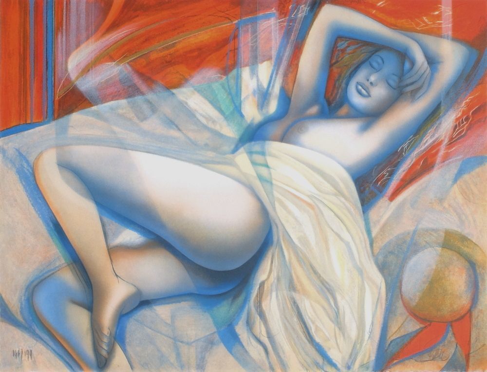 Jean Baptiste Valadié Gesigneerde Lithografie Lumière Nacrée 1990