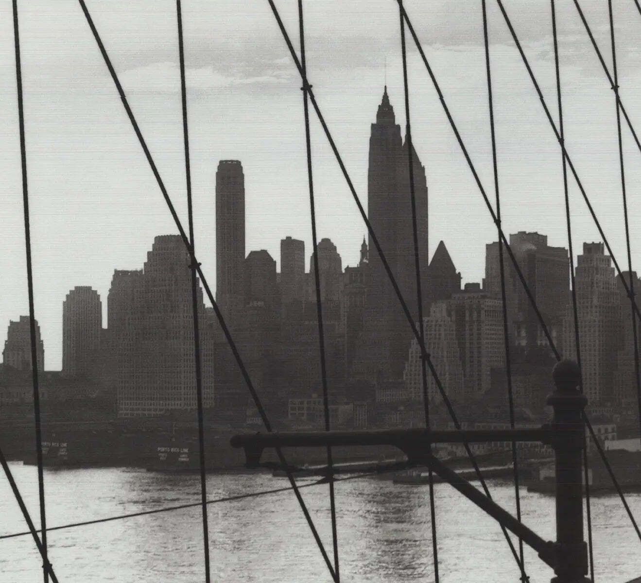 Across The Brooklyn Bridge 1937 New York City Skyline Lithograph Art Print photo for sale