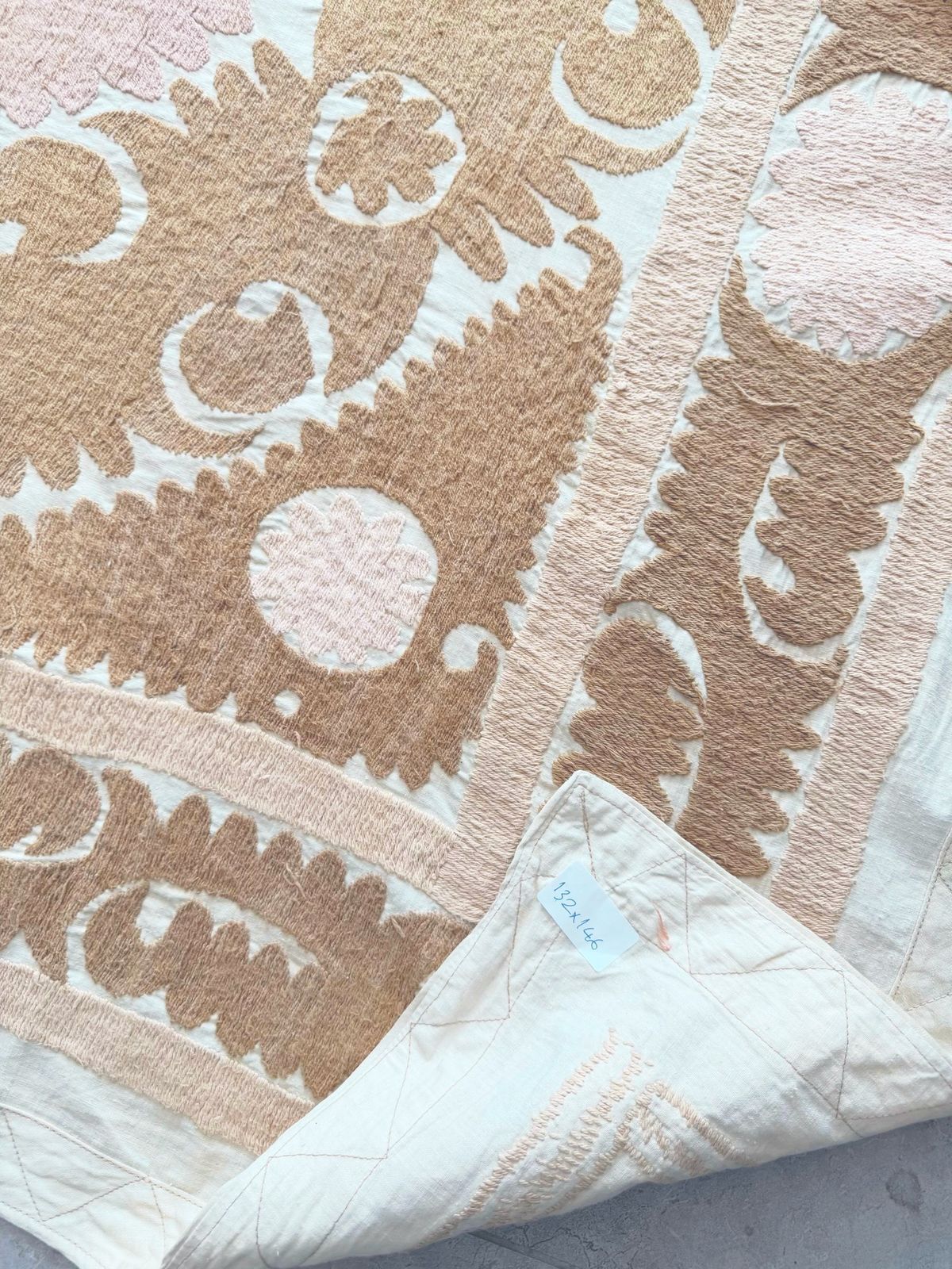 photo for sale Uzbek Suzani Tablecloth   Handmade Textile 132 X 146 Cm
