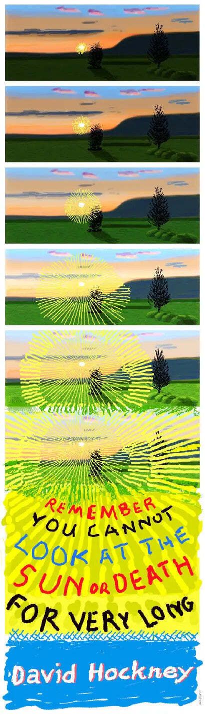 David Hockney Remember You Cannot Look At Sun Lithograph Print