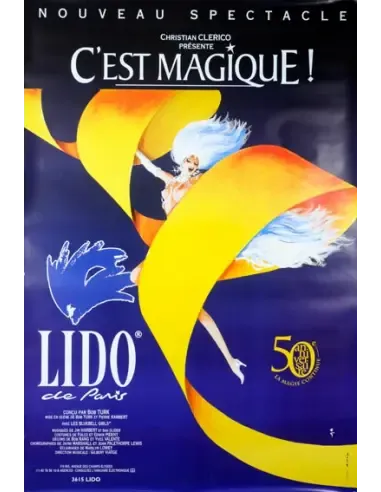 Affiche de mode Lido « C'est Magique » sur lin, par Rene Gruau