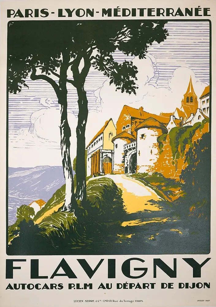 Original 1927 Flavigny French Railway Travel Poster By Julien Lacaze