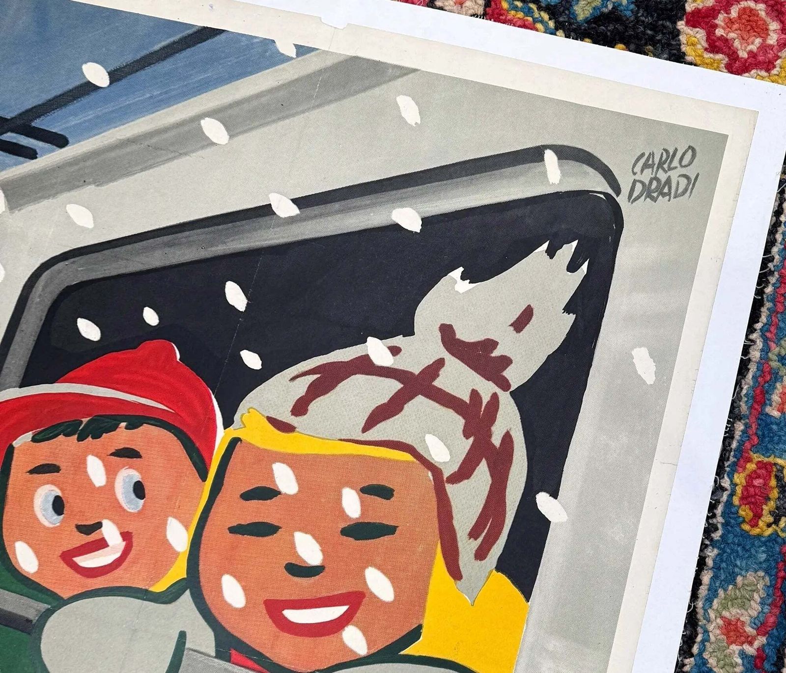 Affiche vintage Carlo Dradi 1948 S Maurizio Skiing Ferrovie Nord Milano photo buy
