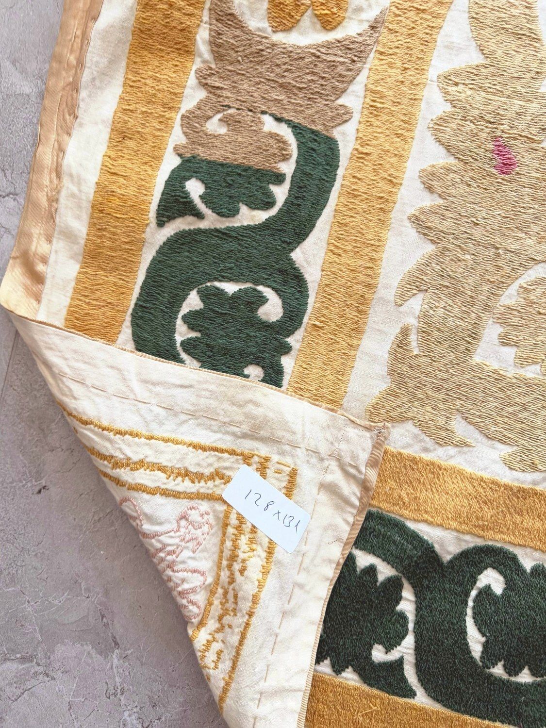 Suzani Tribal Textile   Terracotta Uzbek Tablecloth 128 X 131 Cm photo vintage