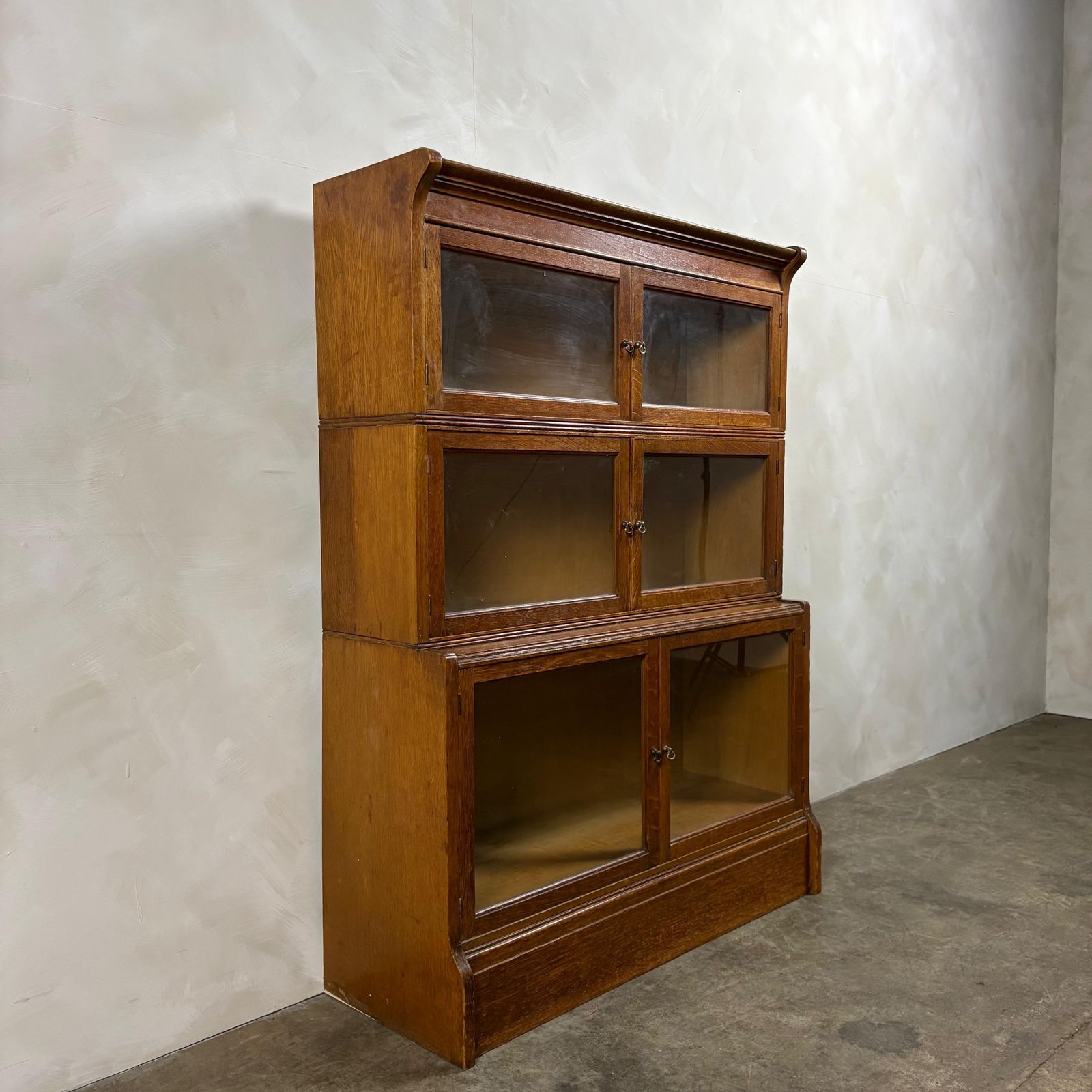English Oak Glass Sectional Barrister Fronted Tall Cabinet/Bookcase Globe Wernicke Style Mid Century Retro Mcm photo for sale