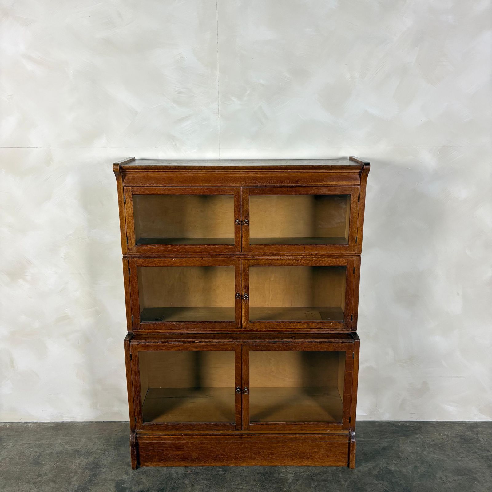 English Oak Glass Sectional Barrister Fronted Tall Cabinet/Bookcase Globe Wernicke Style Mid Century Retro Mcm photo vinterior