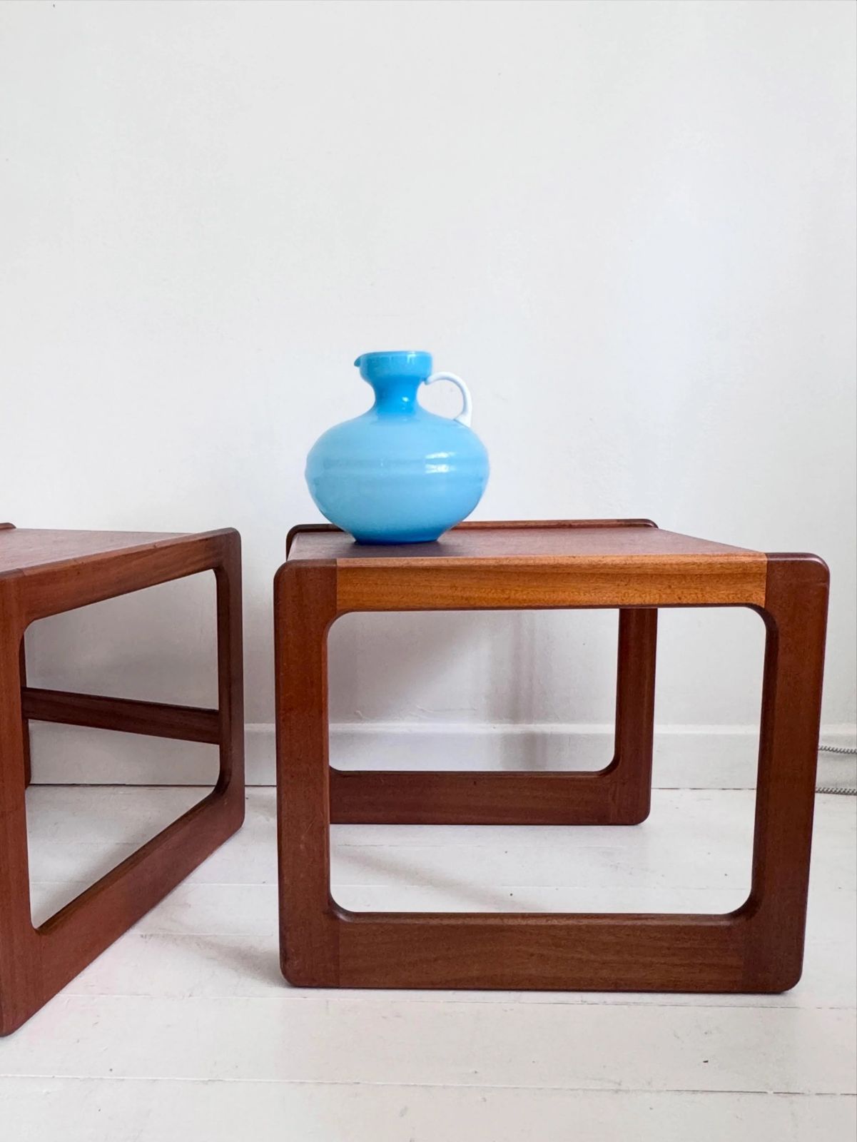 Danish Sleigh Leg Side Tables After Salin Nyborg photo vintage