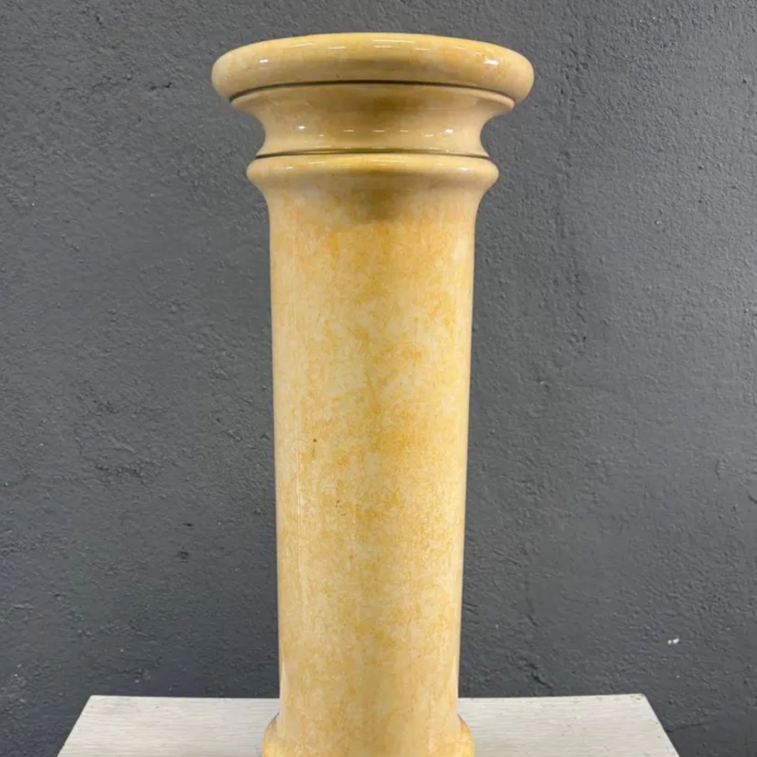 Vintage Glazed Ceramic Pedestal Column  Marbled Onyx And Marble Effect Display Stand 20th Century photo for sale