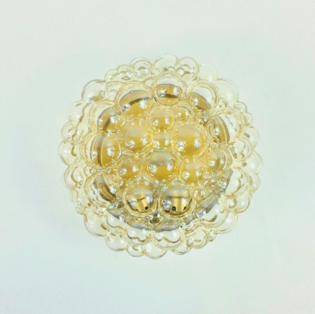 Grand plafonnier en verre bullé ambré, Mid Century Modern, par Helena Tynell pour Limburg, Allemagne, années 1960 photo 700.0