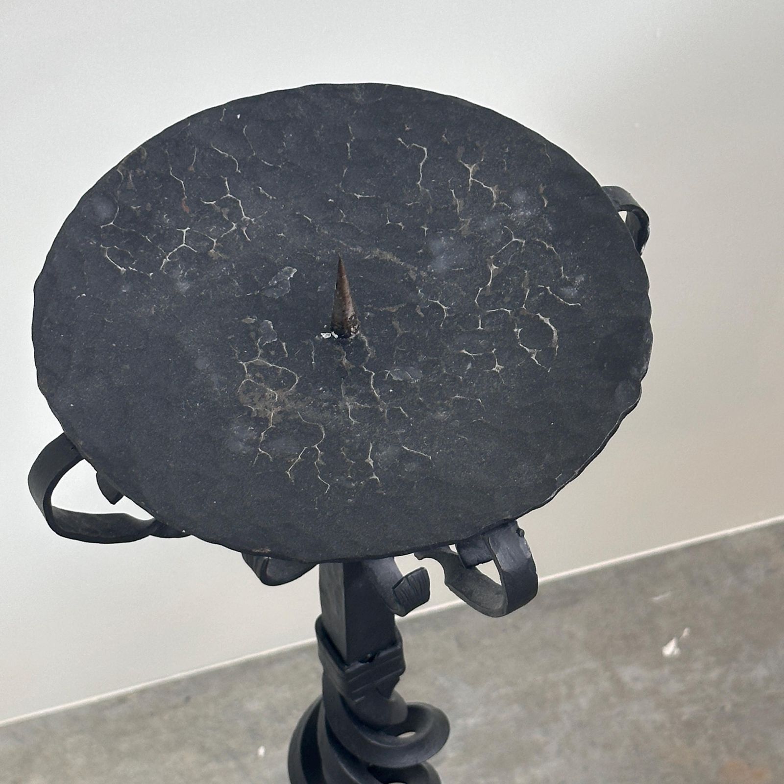 Hand Forged Wrought Iron Candlestick Stand, Mid 20th Century photo furniture