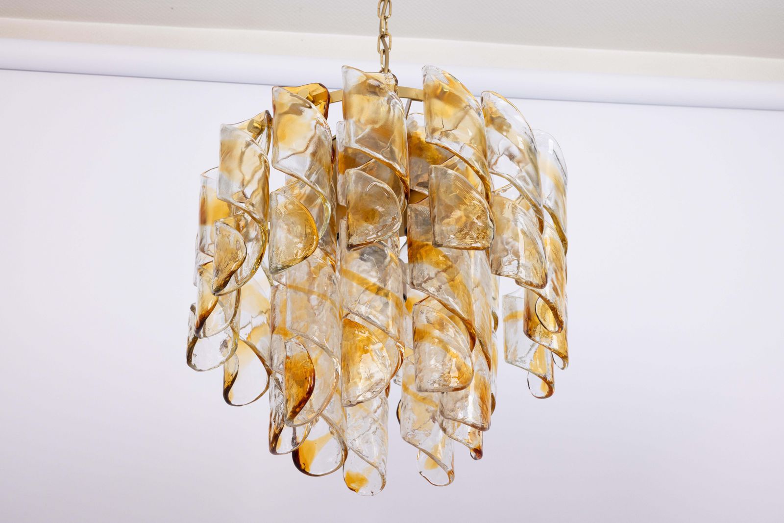 photo furniture Grote plafondlamp met Murano glazen buizen van Kaiser, Duitsland, jaren 1960
