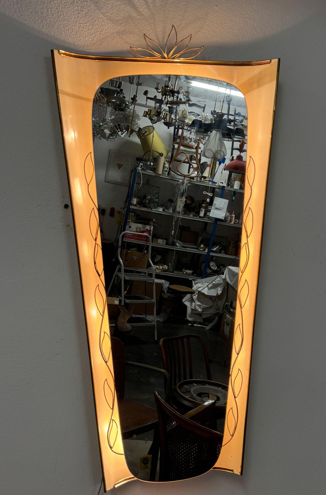 photo buy Illuminated Wall Mirror By Ernest Igl Manufactured By Hillebrand