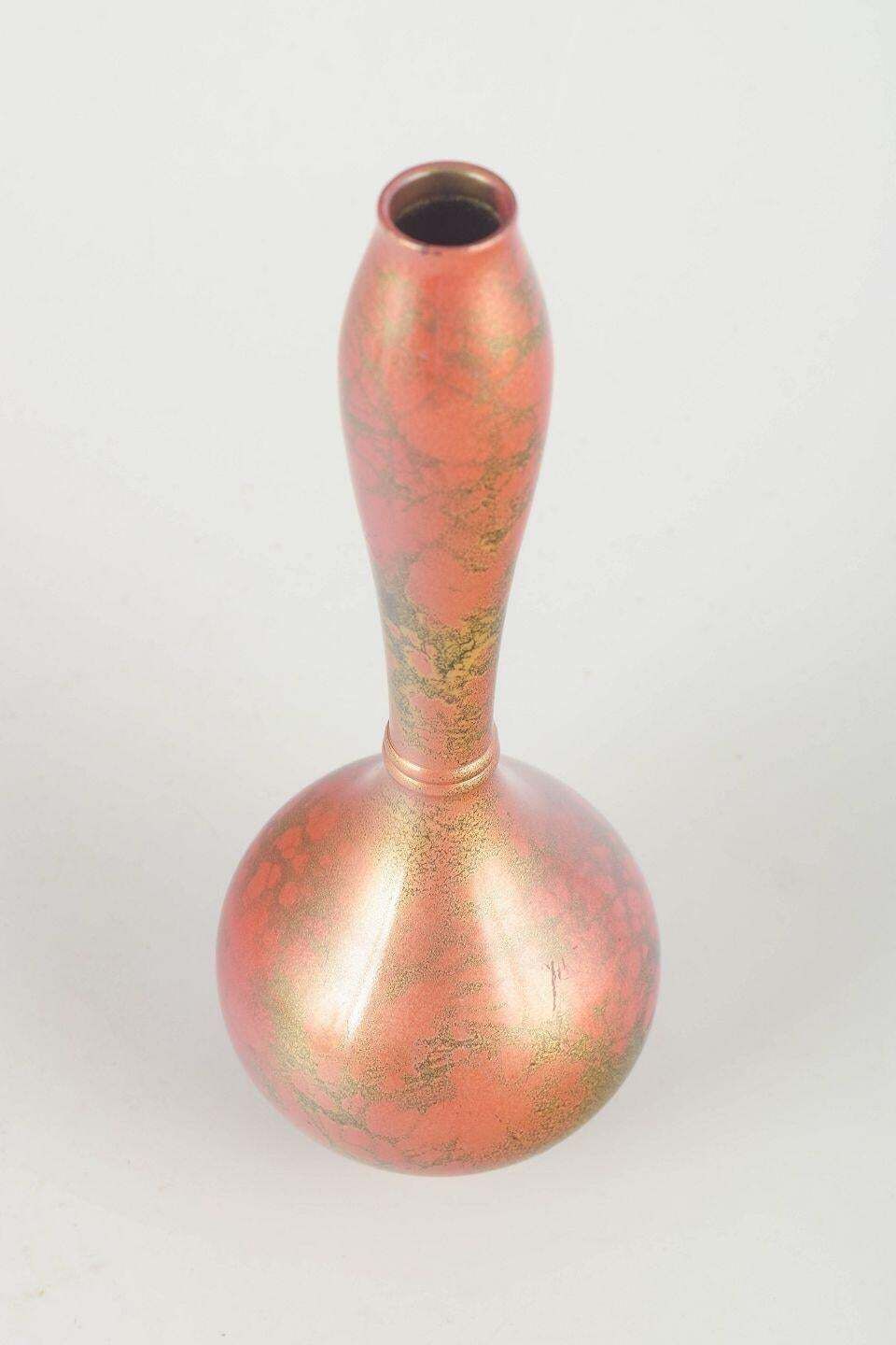 Vase en métal allongé, patine Murashido traditionnelle. Japon, années 1920/1930 photo furniture
