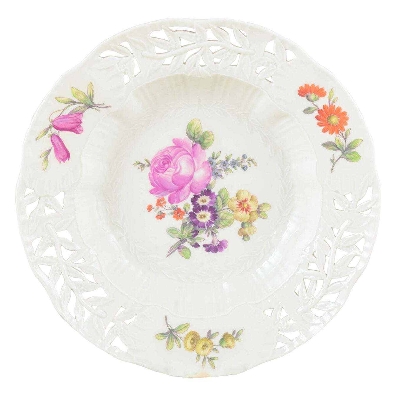 Royal Copenhagen. Deep Porcelain Plate With Floral Motif. Early 20th C.