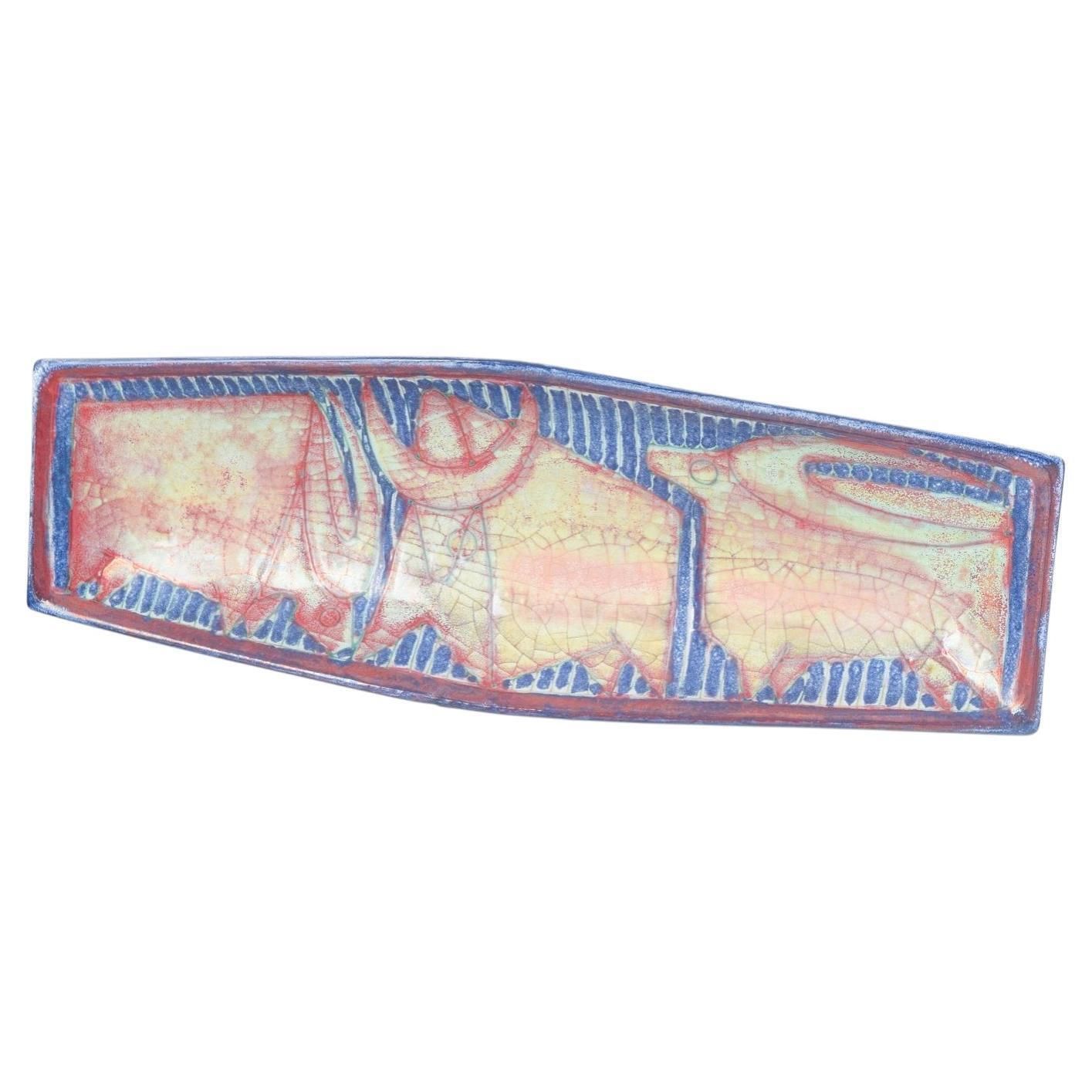 Marianne Starck voor Michael Andersen. Grote Stoneware Schaal Met Grafisch Motief.