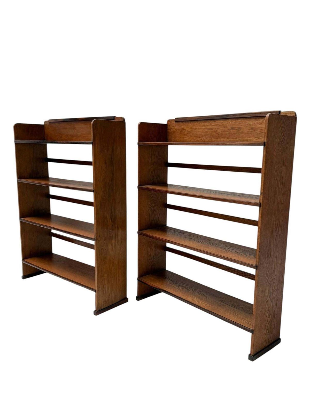 1920s Art Deco Open Bookcase By P.E.L. Izeren, Solid Oak & Ebony photo for sale