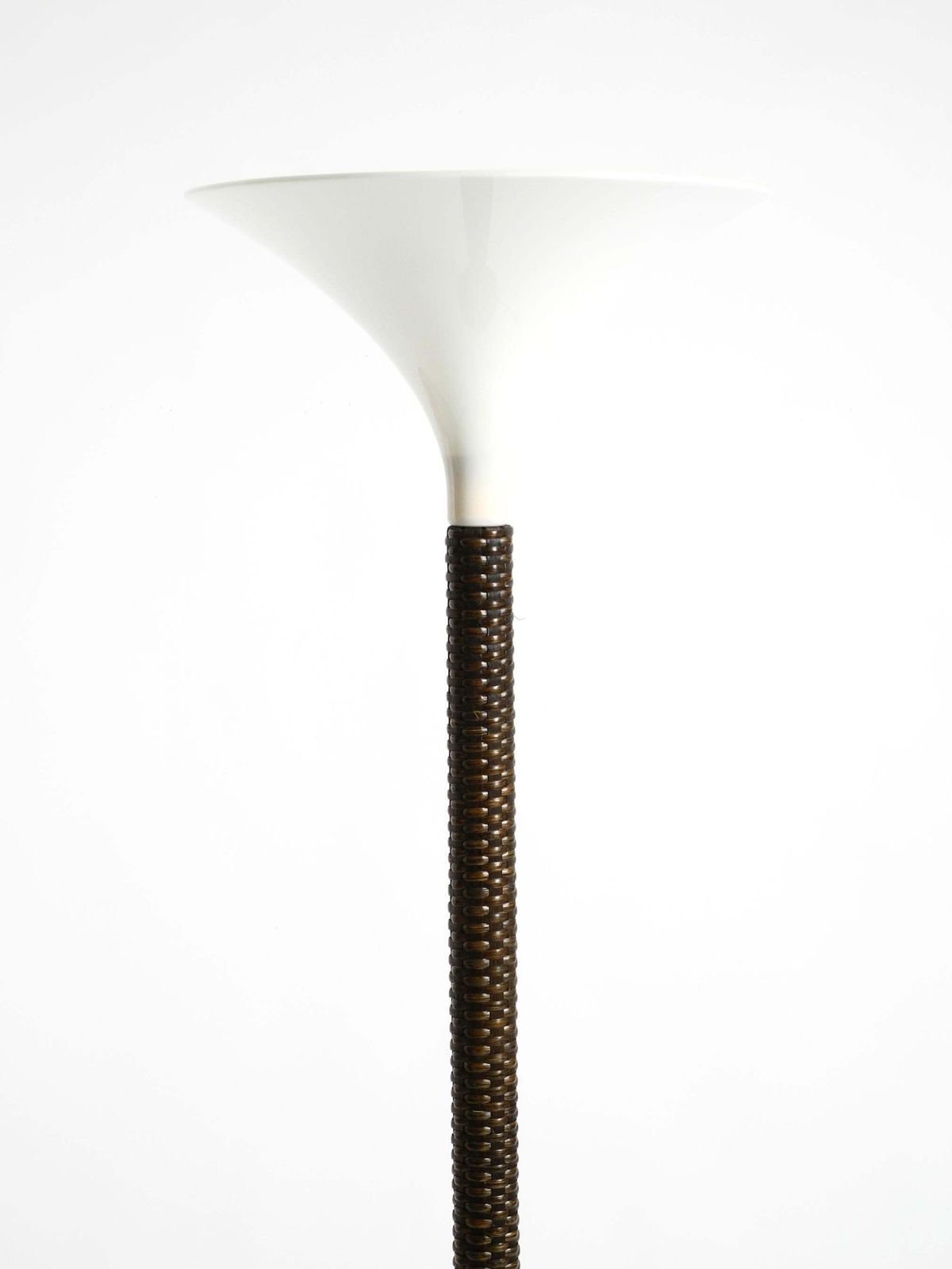 Xxl 70s Pop Art Floor Lamp With A Dark Brown Wicker Frame And A Plexiglass Shade photo furniture