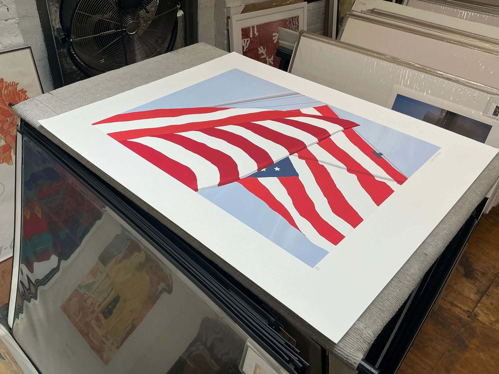 Sérigraphie Gretchen Dow Simpson, Flags, 1991, édition limitée signée photo vintage