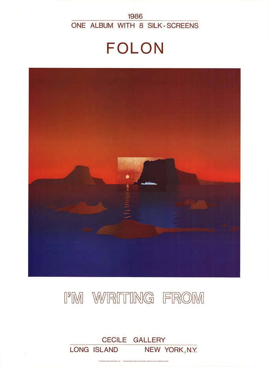 Jean Michel Folon I'm Writing From 1986 Originele Tentoonstellingsposter
