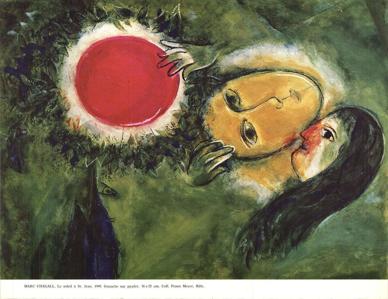 Original Marc Chagall Le Soleil A St Jean 1970 Offset Lithograph