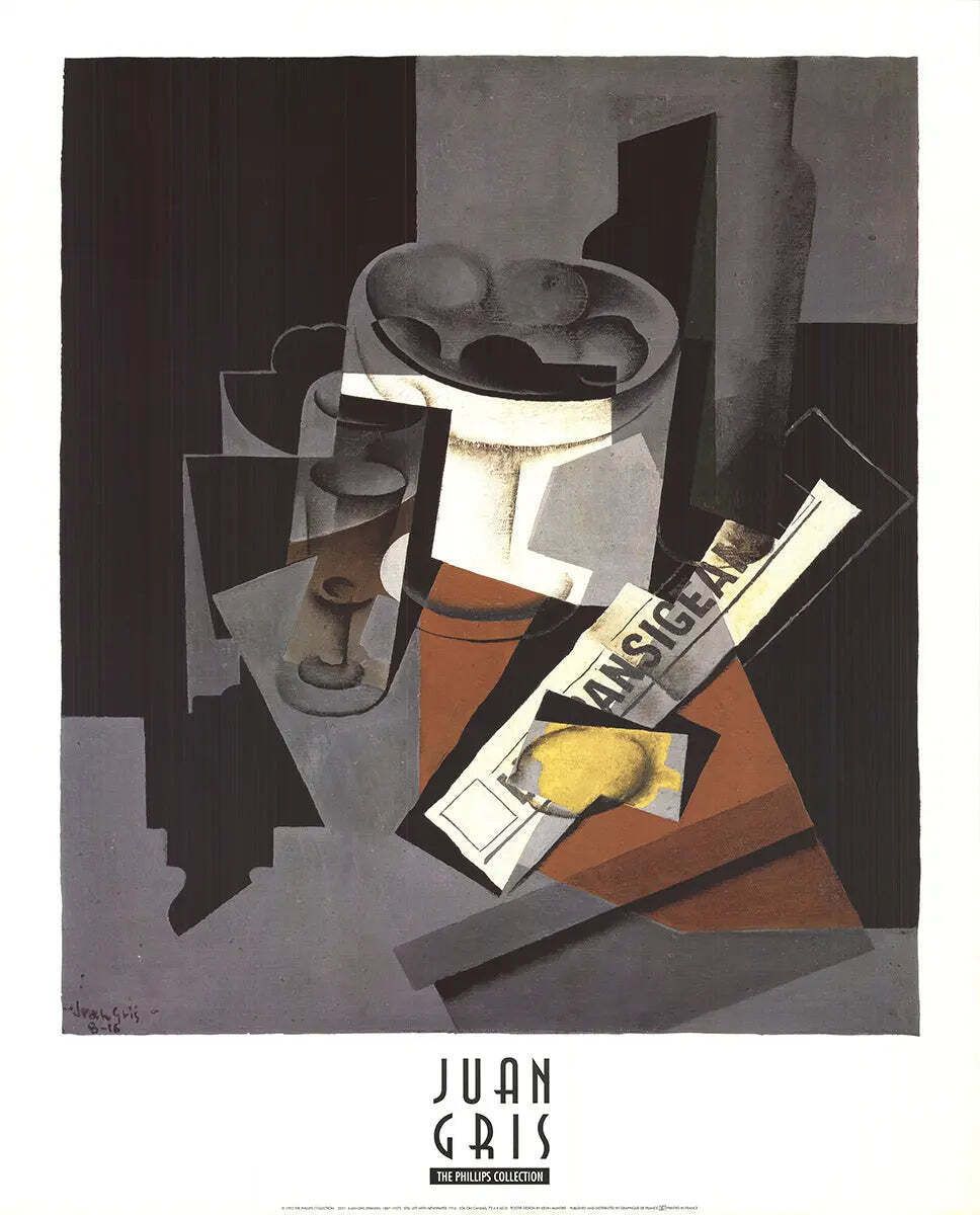 Juan Gris Still Life With Newspaper 1993 Cubist Offset Lithograph Art Poster