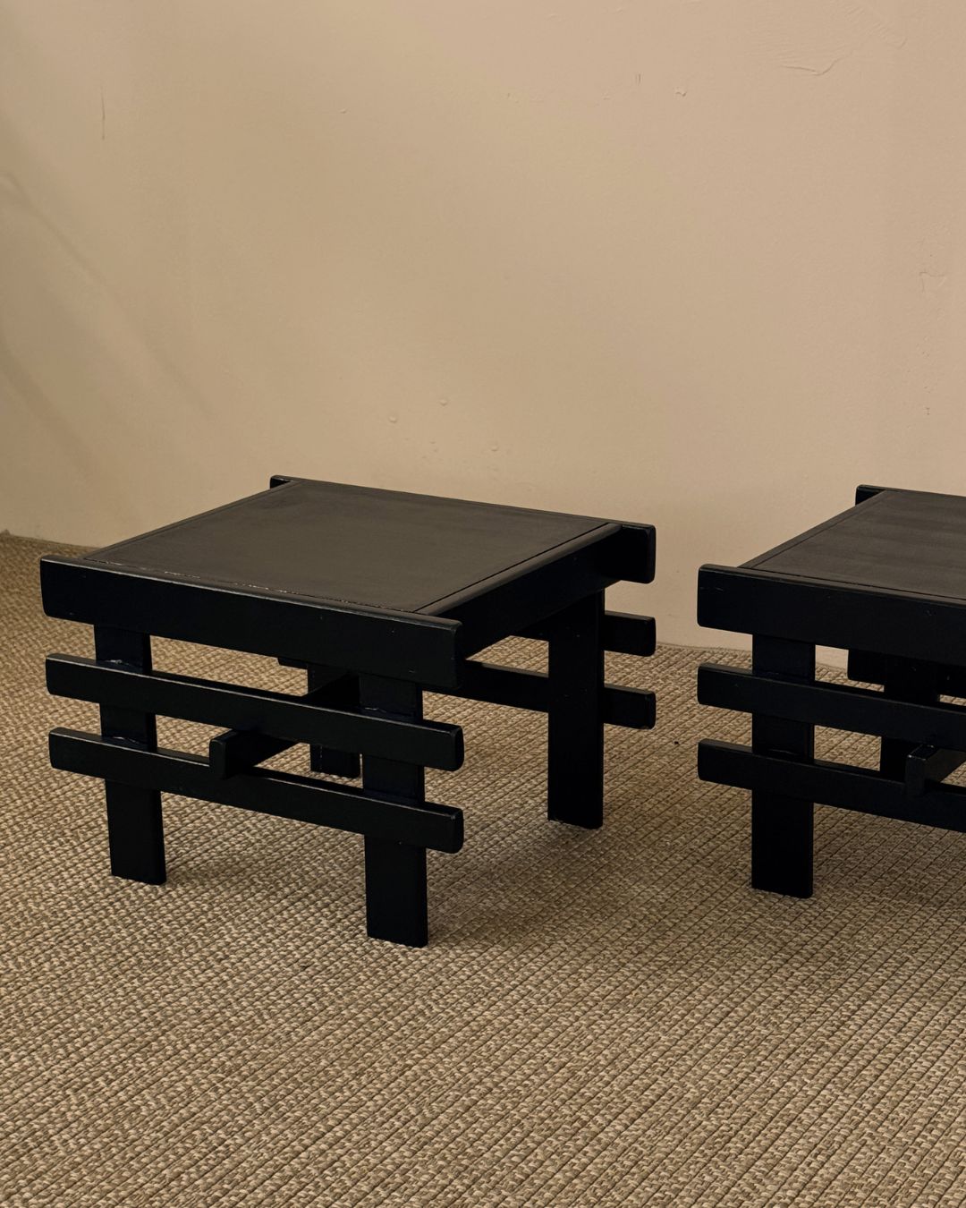 Pair Japanese Style Handmade Side Tables