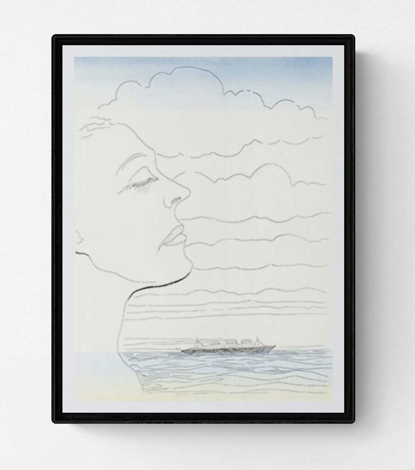 Original Framed Man Ray Elizabeth 1972 Offset Lithograph Portrait Art Print