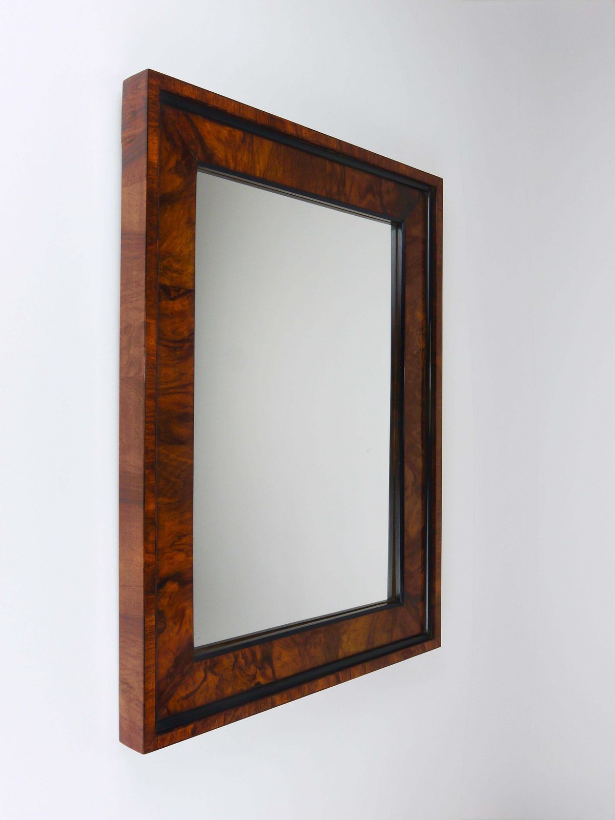 photo furniture Square Biedermeier Antique 19th Century Walnut Wall Mirror, Vienna, 1850s