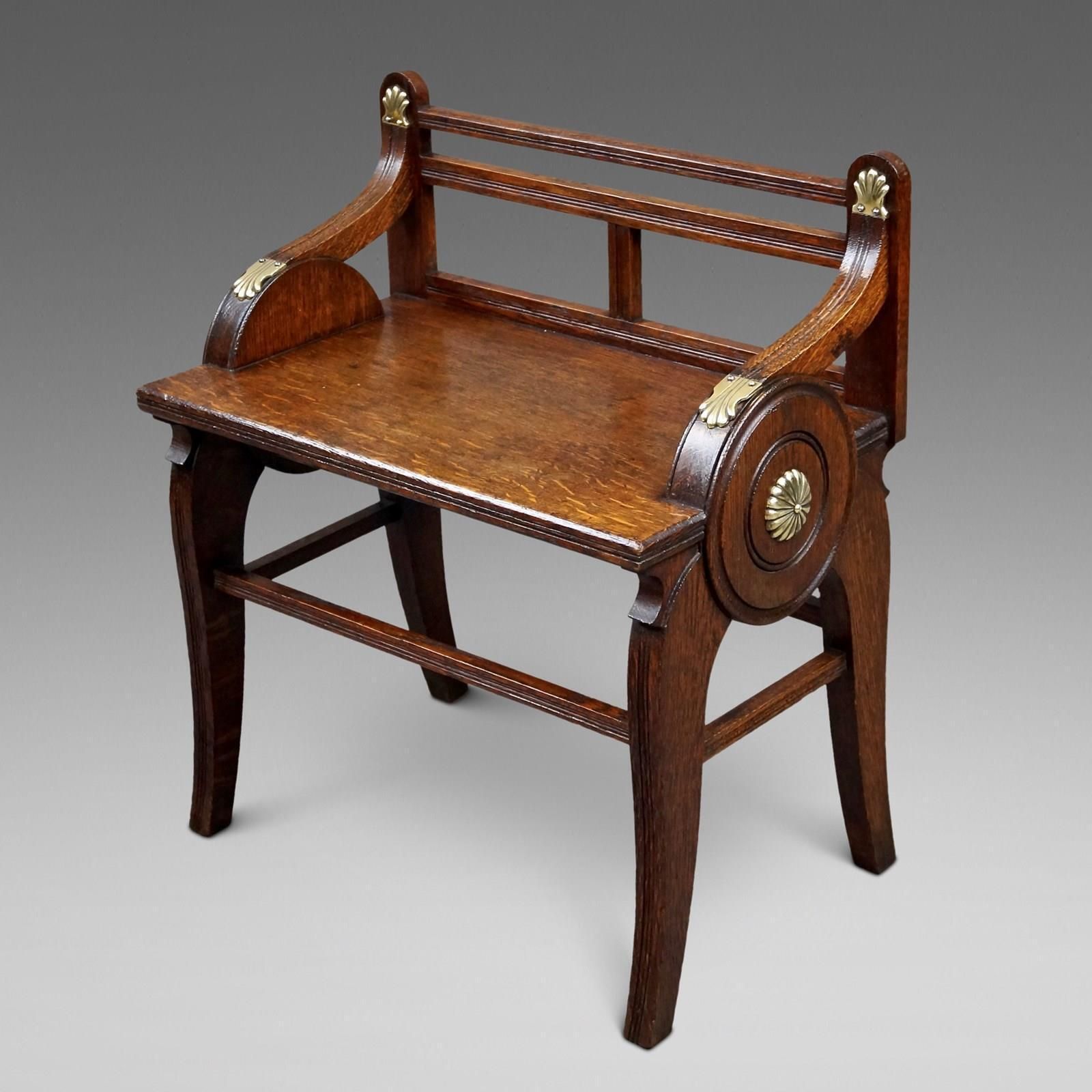 Een Eiken en Messing Gemonteerde Halbank van James Shoolbred & Co. photo for sale