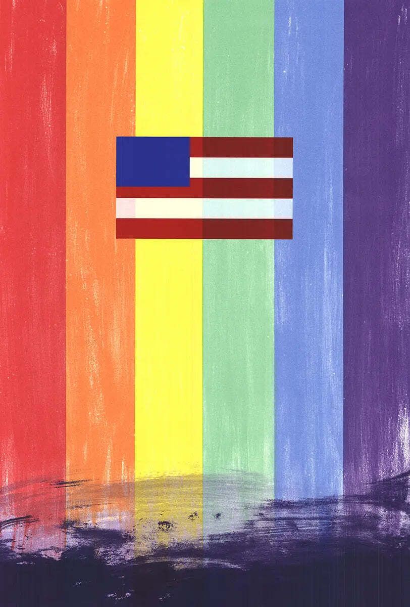Ross Bleckner Gay Flag 1993, sérigraphie en édition limitée signée photo for sale