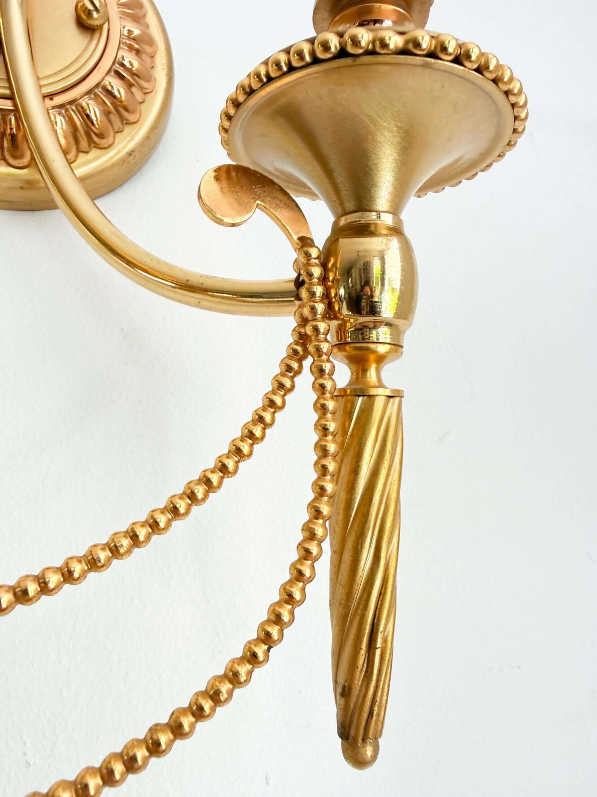 Vintage Pair Of Gaetano Sciolari Double Wall Sconces In Gilt Brass | Hollywood Regency, 1960/70s photo for sale
