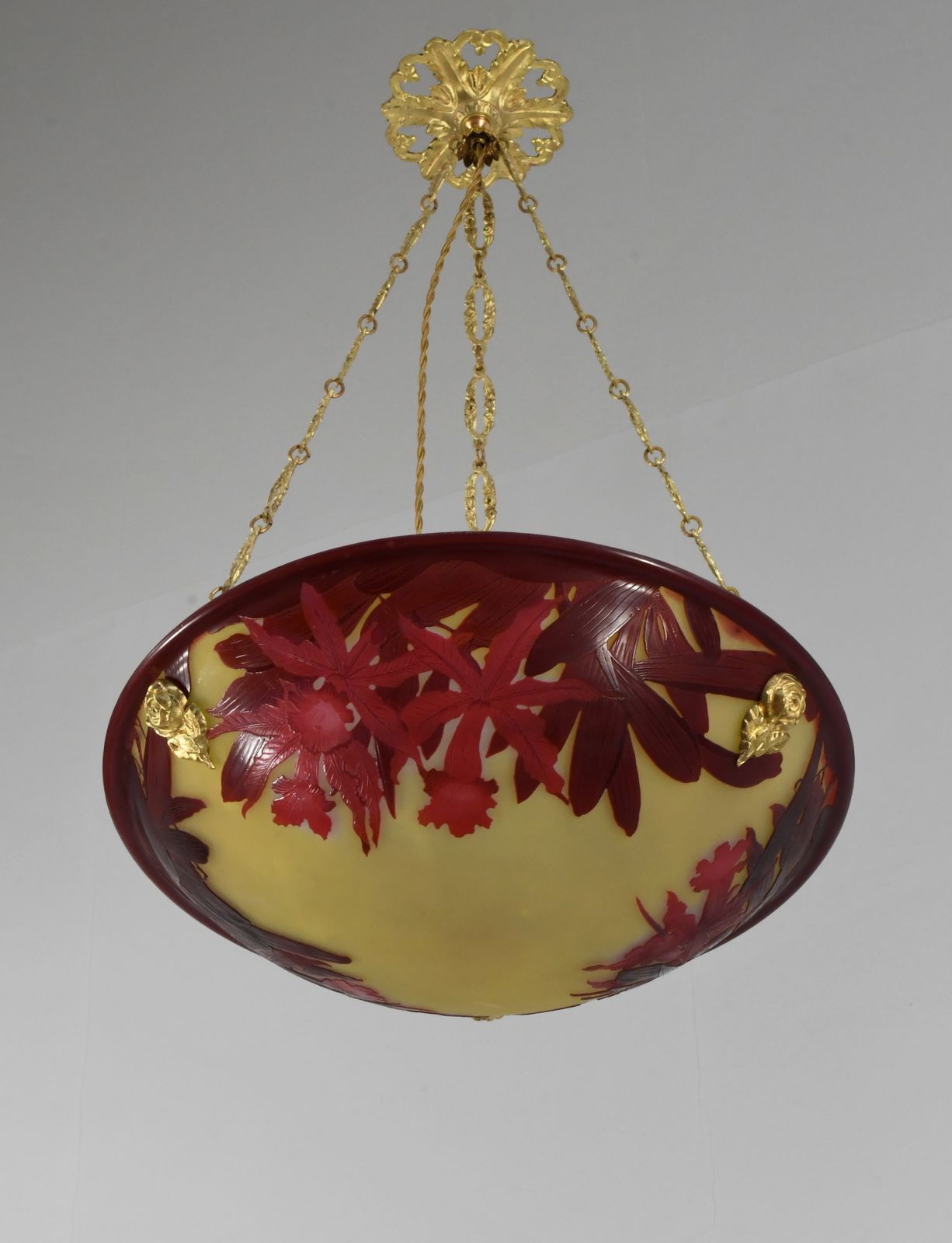 French Art Deco Cameo Pendant Light By Gallé 1920s France photo 7500.0