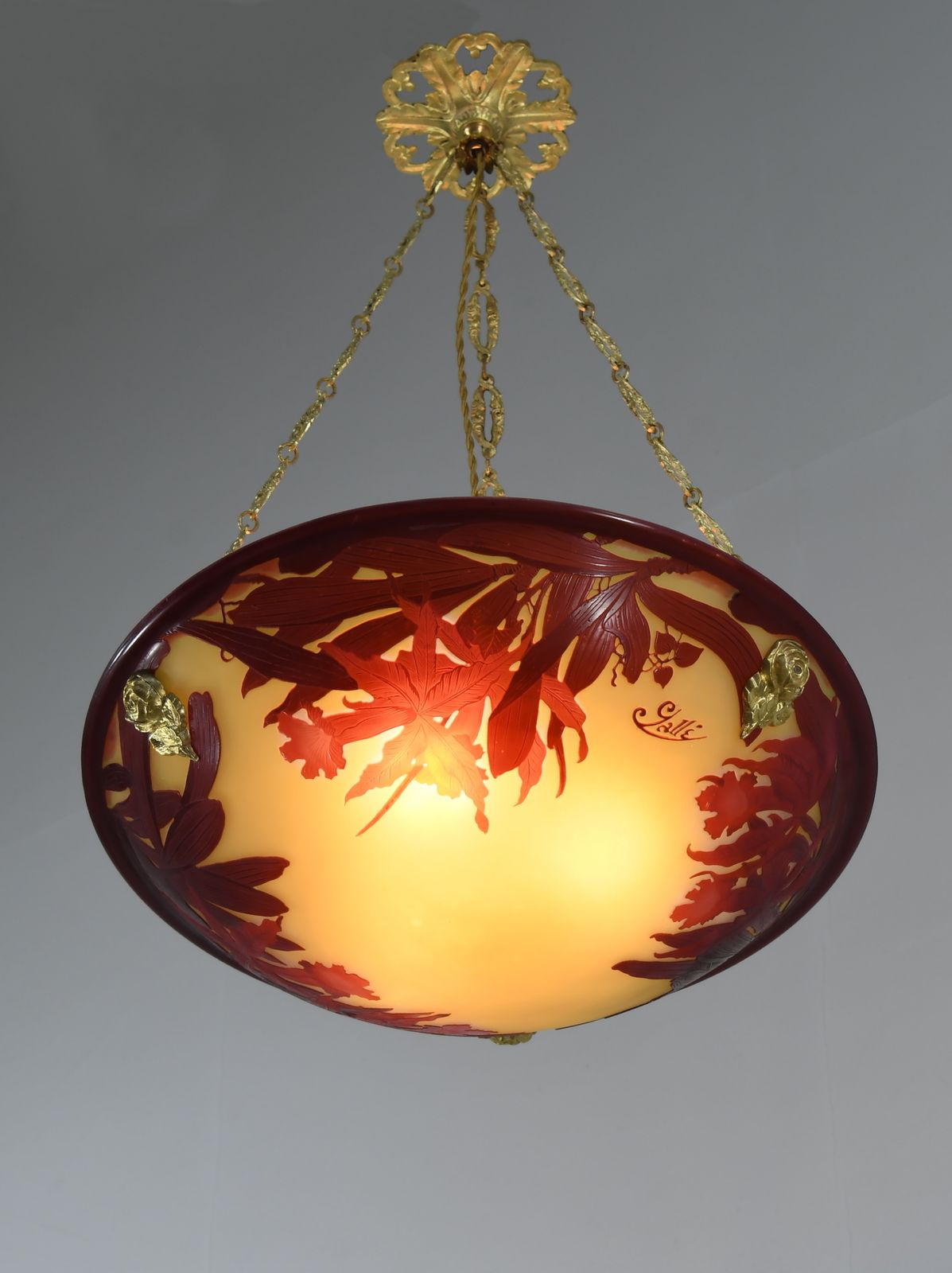 French Art Deco Cameo Pendant Light By Gallé 1920s France photo buy