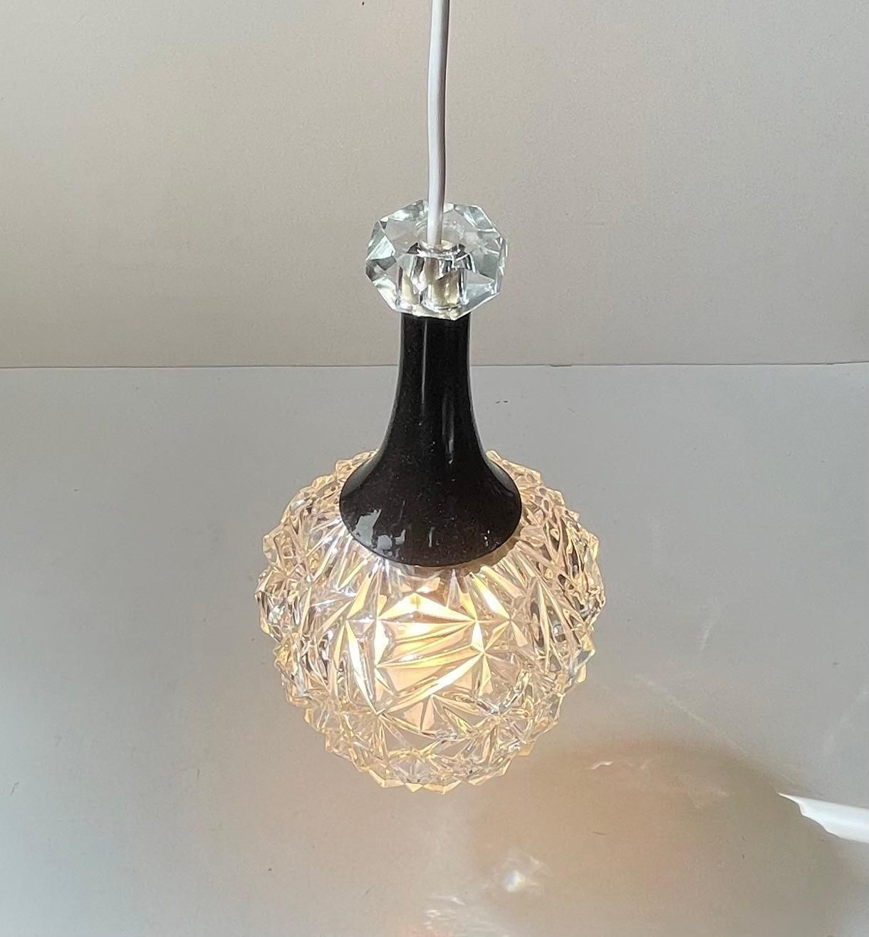 Small Vintage German Pendant Lamp In Pressed Glass & Crystal, 1970s photo 255.0
