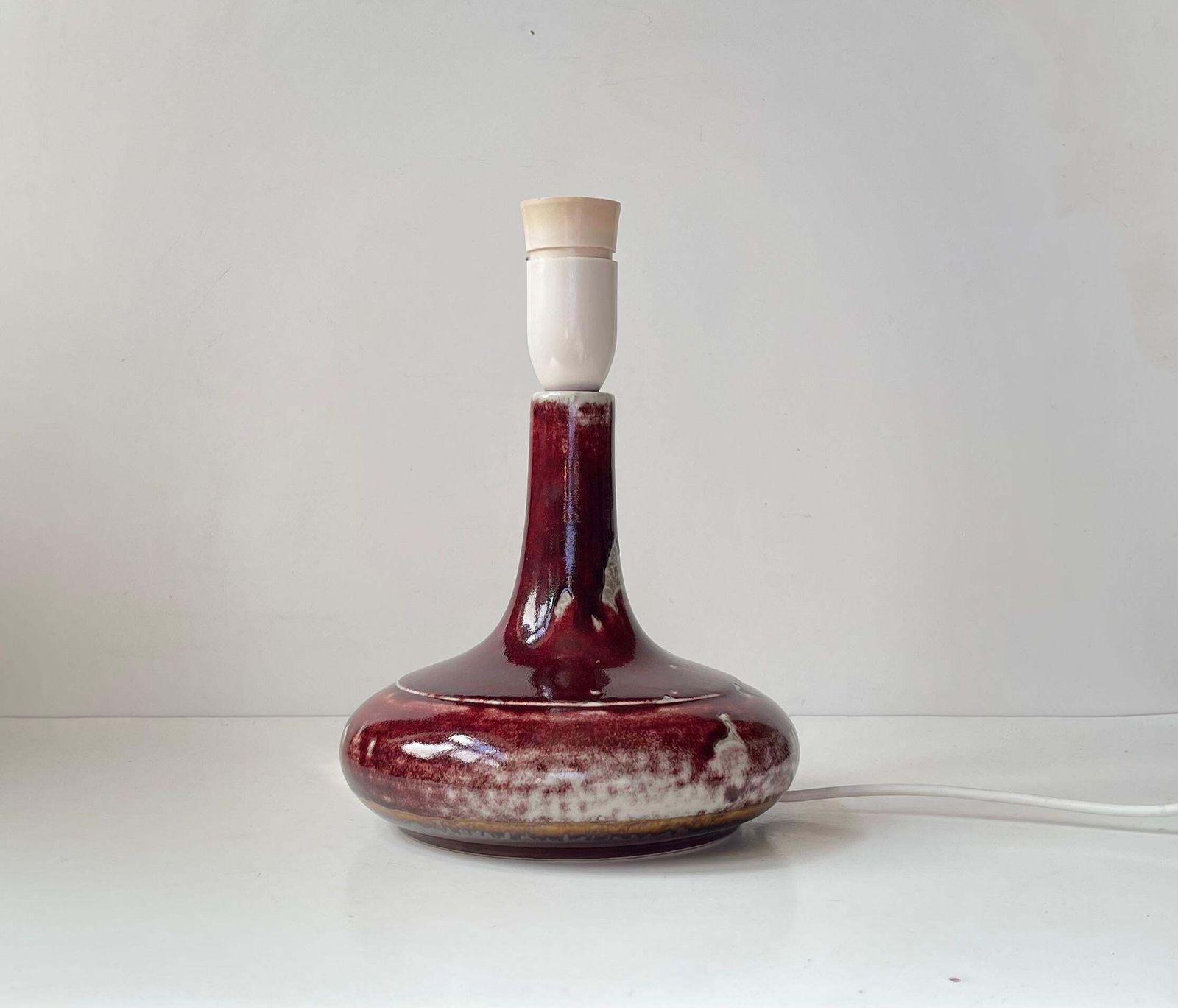 Mid Century Oxblood Glazed Stoneware Table Lamp By Desiree & Le Klint, 1960s photo vinterior