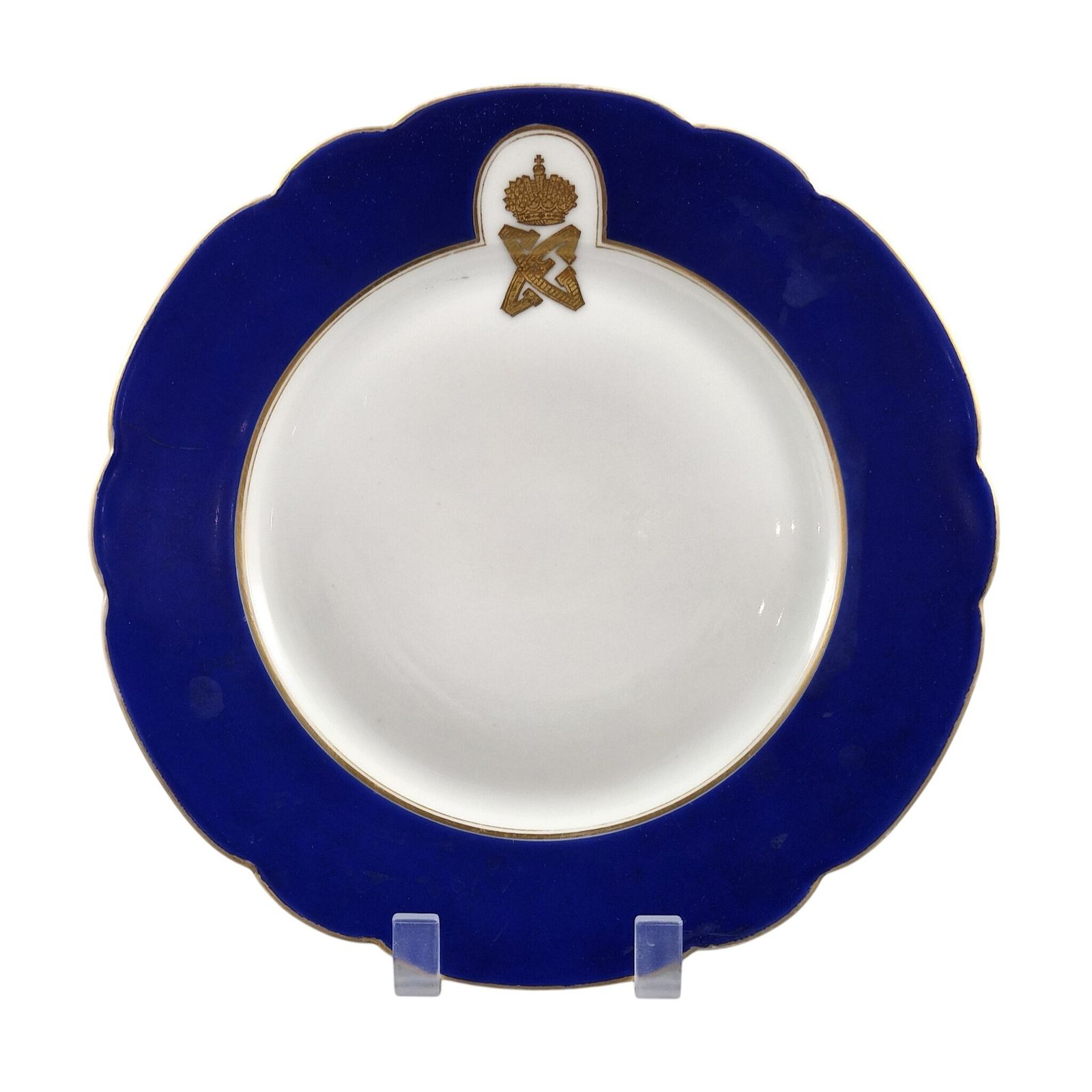 Romanov Blue Wedding Service bord, Russisch Imperiaal porselein, ca. 1889 photo furniture