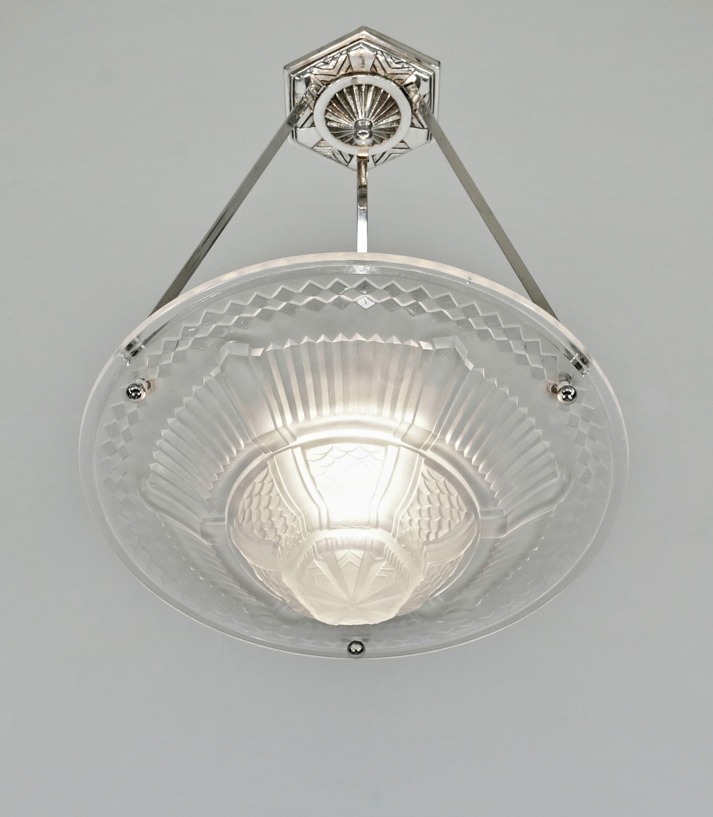 Franse art deco plafondlamp uit 1930 van Muller Frères - 2 beschikbaar photo for sale