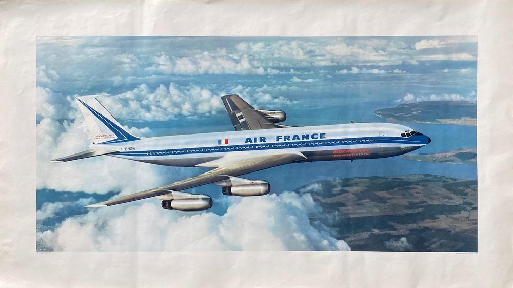 Collectif   Draeger Pub Poster Air France Boeing 707 Intercontinental 1959