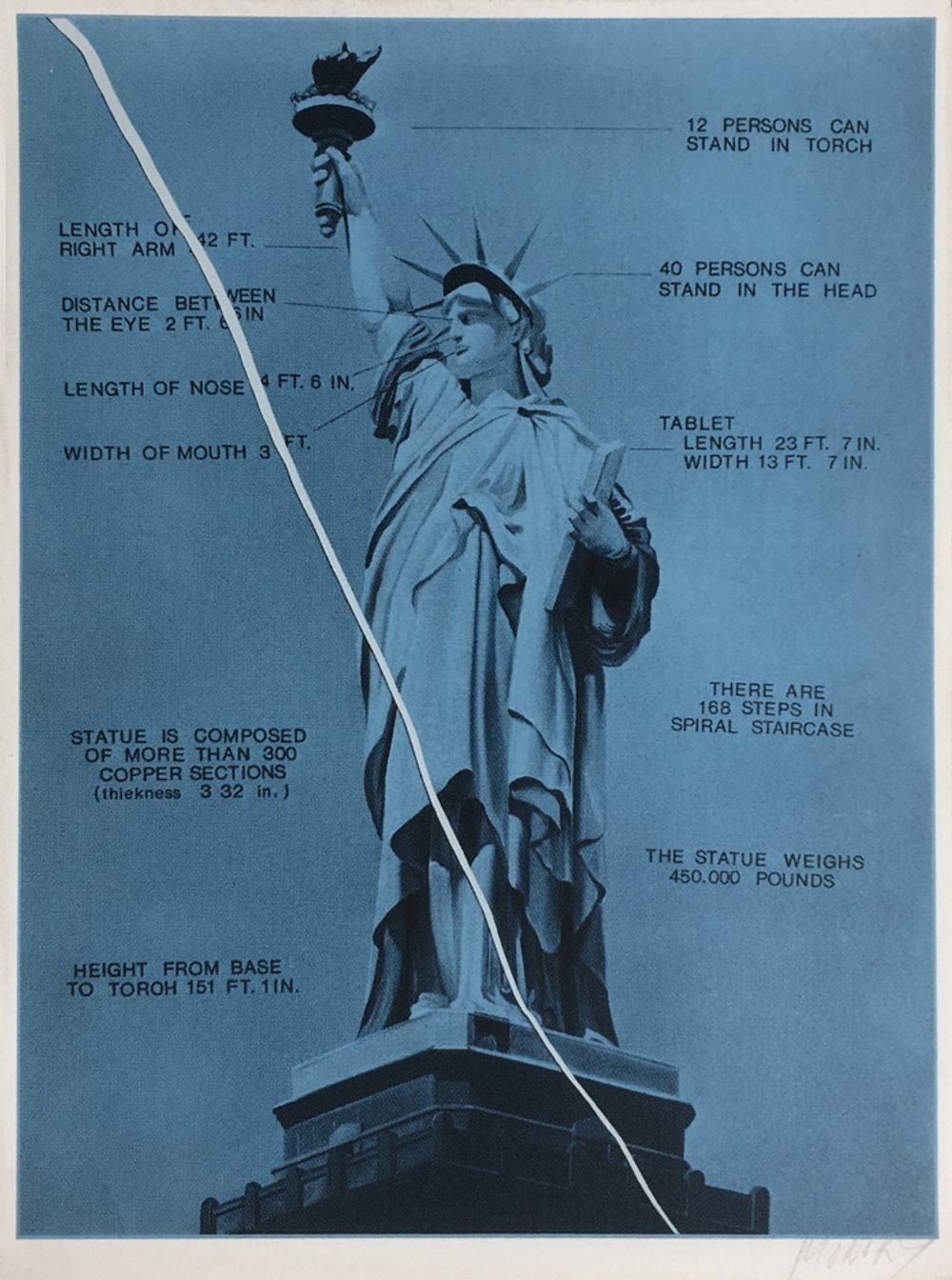 Jacques Monory Signed Screenprint Bicentenaire Kit   USA 76   01 (Statue Of Liberty Nyc)
