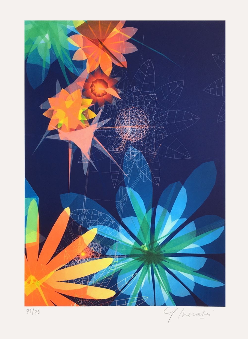 Miguel Chevalier Gesigneerde Litho Sur Nature Bleue 2007
