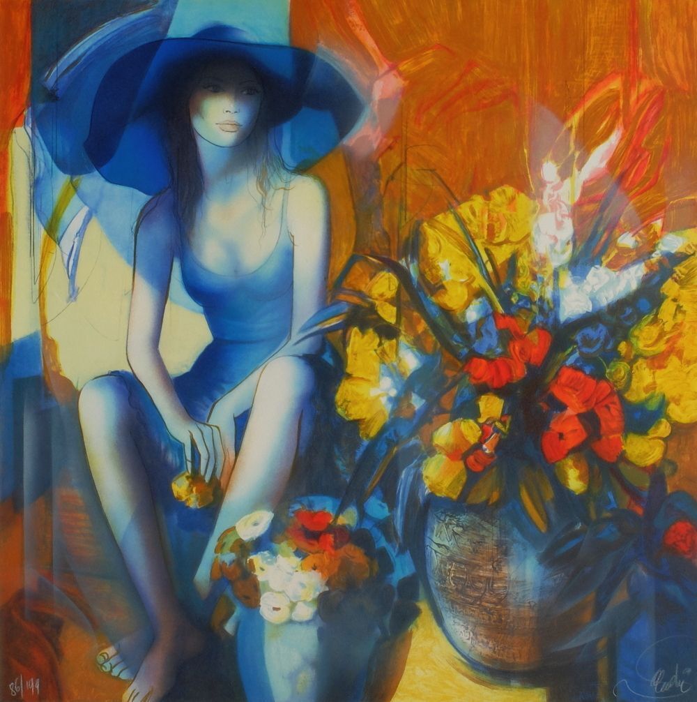 Lithographie signée Jean Baptiste Valadié, Manon, 1990