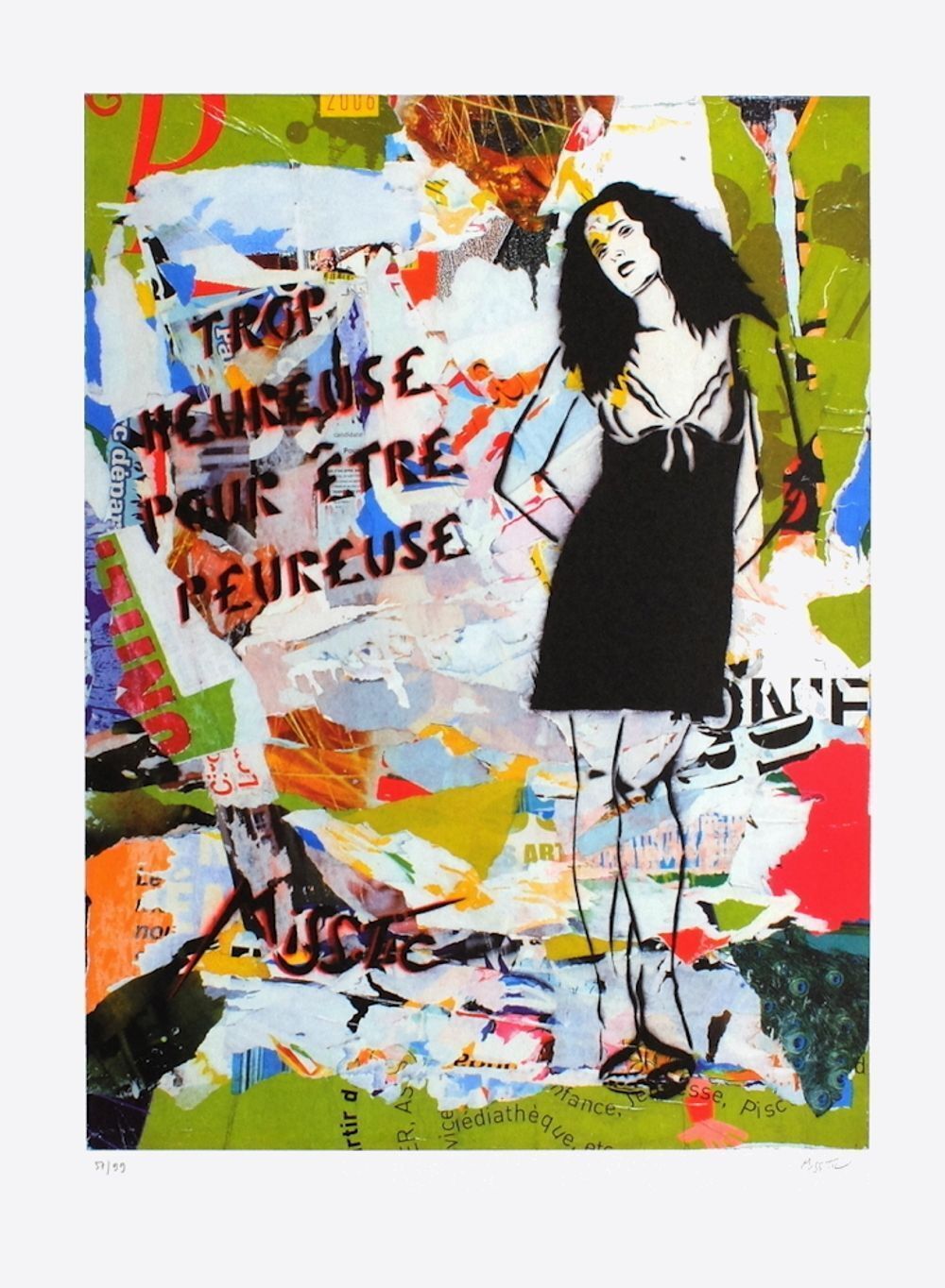 Miss Tic Signed Lithograph Trop Heureuse Pour être Peureuse 2008
